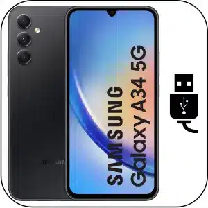 Samsung A34 5G reparación conector de carga roto